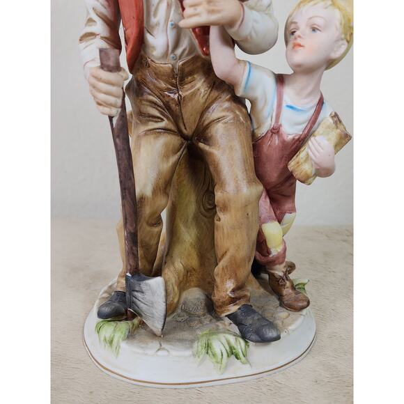 Lefton Bisque Grandpa & Boy Figurine 11" Tall Ceramic #5304 Home Decor Vintage - Picture 3 of 12